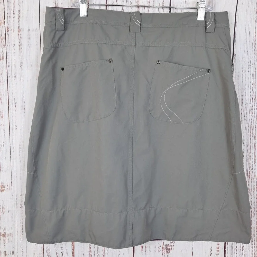 Mountain Hardwear Hiking Skirt 12 Outdoor Utility Nylon Ruched Lined Zip Pockets